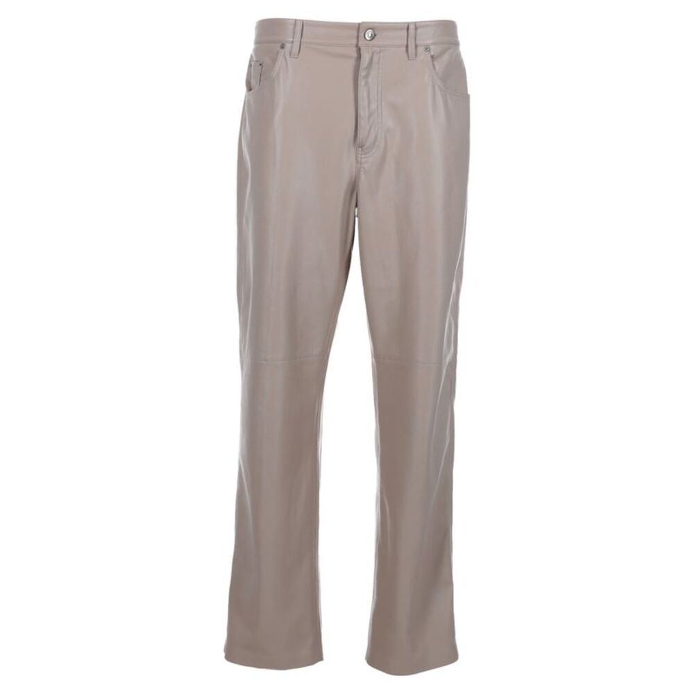 Nanuska Semi-Flared Leg Pants in Beige Polyester